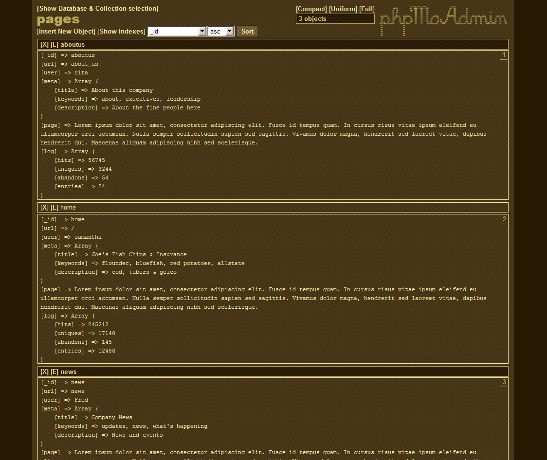 phpMoAdmin MongoDB Admin GUI